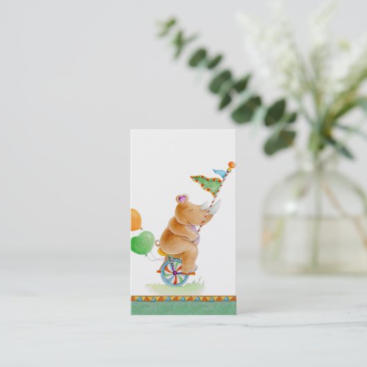 赤ちゃんシャワーライノセロスのアートブックギフトカード 名刺 (スタンド正面)