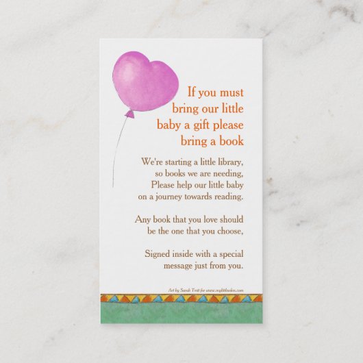 赤ちゃんシャワーライノセロスのアートブックギフトカード 名刺 (裏面)