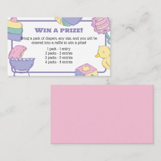 赤ちゃんシャワーラッフルの入場の招待状の挿入 エンクロージャーカード (正面/裏面)