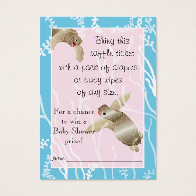 赤ちゃんシャワーラッフルチケット/ピンク/ブルーカメ (正面)