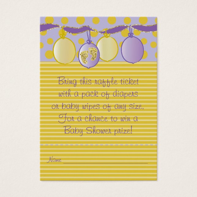 赤ちゃんシャワーラッフルチケット/ベビーフットプリント (正面)