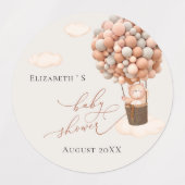 赤ちゃんシャワーラベルブラウンベア気球bearly待って！ ラベル (デザイン1)