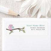 赤ちゃんシャワーラベル – ピンクマザー&ブルーベビーフクロウ ラベル (インサイチュ)