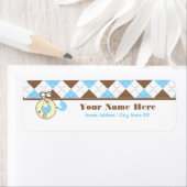 赤ちゃんシャワーラベル – 青おむつピンクアーガイル&赤ちゃん ラベル (インサイチュ)