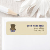 赤ちゃんシャワーラベル – Blue Gingham 詰まった Bear ラベル (インサイチュ)