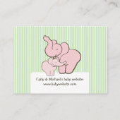 赤ちゃんシャワーレジストリカードピンクエレファントハグ エンクロージャーカード (裏面)