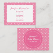 赤ちゃんシャワーレジストリカード（日付あり） – ピンクのドット エンクロージャーカード (正面/裏面)