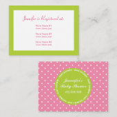 赤ちゃんシャワーレジストリカード（日付あり） – ピンク/緑 エンクロージャーカード (正面/裏面)