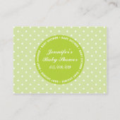 赤ちゃんシャワーレジストリカード（日付あり） – 緑 エンクロージャーカード (裏面)