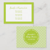 赤ちゃんシャワーレジストリカード（日付あり） – 緑 エンクロージャーカード (正面/裏面)