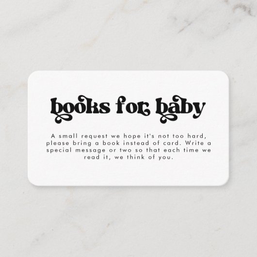 赤ちゃんシャワーレトロカード用のシャワーブック エンクロージャーカード (正面)