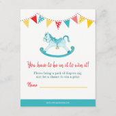 赤ちゃんシャワーロッキング馬おむつラッフルアクア エンクロージャーカード (裏面)