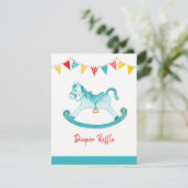 赤ちゃんシャワーロッキング馬おむつラッフルアクア エンクロージャーカード (スタンド正面)