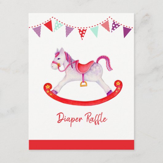 赤ちゃんシャワーロッキング馬おむつラッフル エンクロージャーカード (正面)