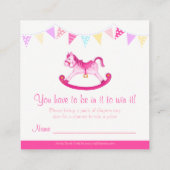 赤ちゃんシャワーロッキング馬アートおむつラッフルカード エンクロージャーカード (裏面)