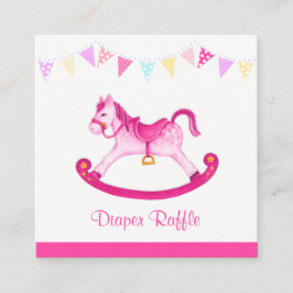 赤ちゃんシャワーロッキング馬アートおむつラッフルカード エンクロージャーカード