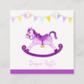 赤ちゃんシャワーロッキング馬アートおむつラッフルカード エンクロージャーカード (正面)