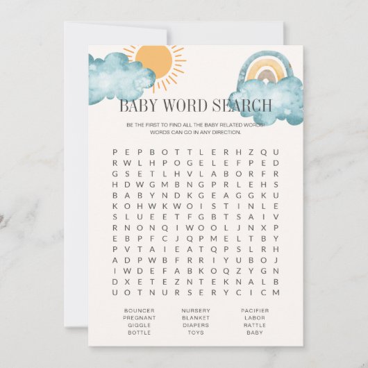 赤ちゃんシャワーワード検索ゲームカード 招待状 (正面)