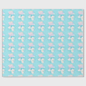 赤ちゃんシャワーヴィンテージピンクバニーバードとバルーン ラッピングペーパー (フラット)