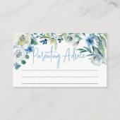 赤ちゃんシャワー予測アドバイスかわいい青フローラ エンクロージャーカード (裏面)