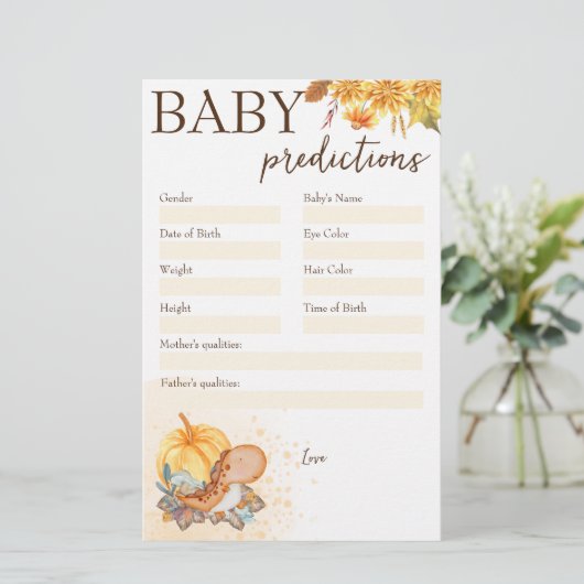 赤ちゃんシャワー予測ゲーム少しカボチャ 便箋 (スタンド正面)