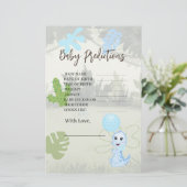 赤ちゃんシャワー予測ブルーバルーンと恐竜 (スタンド正面)