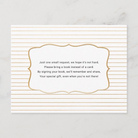 赤ちゃんシャワー予約リクエストカード、白金ゴールド インビテーションポストカード (正面)