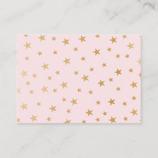 赤ちゃんシャワー予約リクエスト、赤面ピンクの金ゴールド星 エンクロージャーカード (裏面)