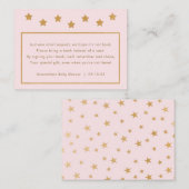 赤ちゃんシャワー予約リクエスト、赤面ピンクの金ゴールド星 エンクロージャーカード (正面/裏面)