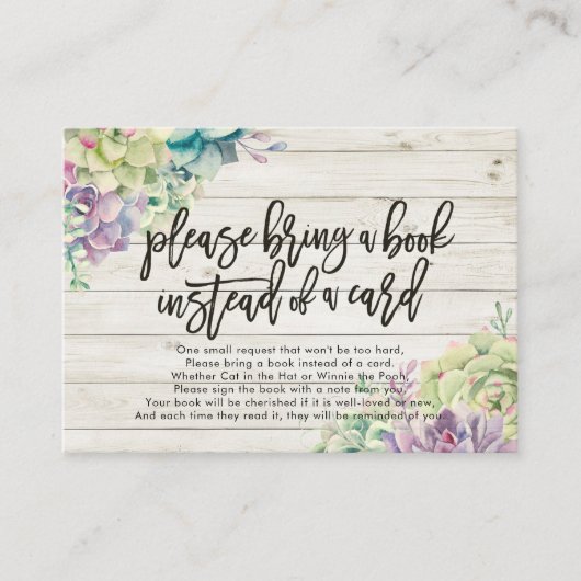 赤ちゃんシャワー代わりに本を持ってきてね エンクロージャーカード (正面)