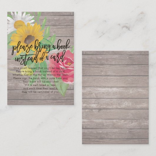 赤ちゃんシャワー代わりに本を持ってきてね エンクロージャーカード (正面/裏面)