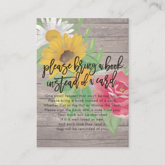 赤ちゃんシャワー代わりに本を持ってきてね エンクロージャーカード (正面)