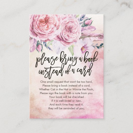 赤ちゃんシャワー代わりに本を持ってきてね エンクロージャーカード (正面)