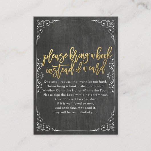 赤ちゃんシャワー代わりに本を持ってきてね エンクロージャーカード (正面)