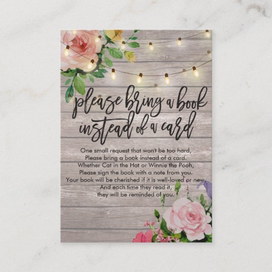 赤ちゃんシャワー代わりに本を持ってきてね エンクロージャーカード (正面)