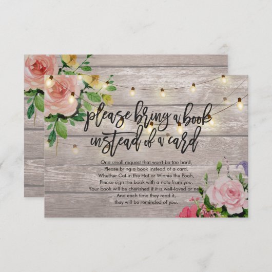 赤ちゃんシャワー代わりに本を持ってきてね 招待状 (正面/裏面)