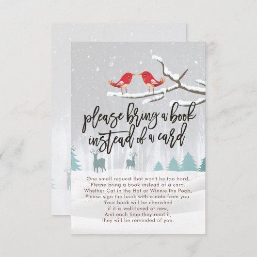 赤ちゃんシャワー代わりに本を持ってきてね 招待状 (正面/裏面)