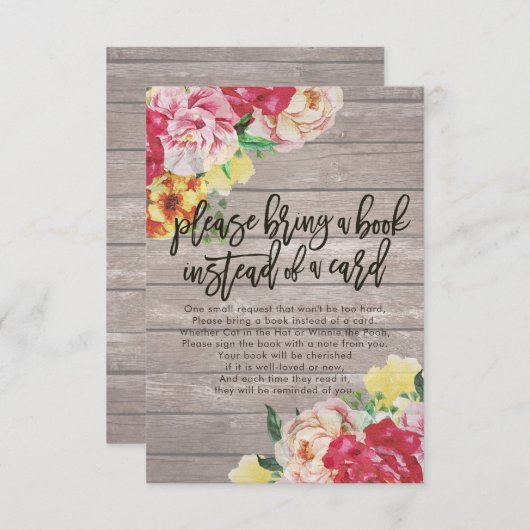 赤ちゃんシャワー代わりに本を持ってきてね 招待状 (正面/裏面)