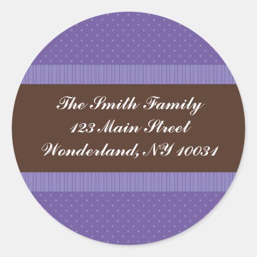 赤ちゃんシャワー住所 シール – 紫と茶色 (正面)