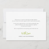 赤ちゃんシャワー写真パーソナライズされたスクリプモダント サンキューカード (裏面)