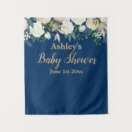 赤ちゃんシャワー写真ブース背景フォトプロップ金ゴールド タペストリー (正面)