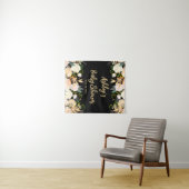 赤ちゃんシャワー写真ブース背景フローラプロップブラック タペストリー (インサイチュ(横))