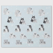 赤ちゃんシャワー冬の北極動物 ラッピングペーパー (フラット)