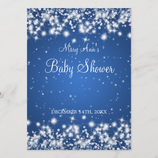 赤ちゃんシャワー冬の輝く青の願い アドバイスカード (裏面)