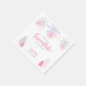 赤ちゃんシャワー冬の途中の小さなスノーフレーク スタンダードカクテルナプキン (角)