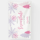 赤ちゃんシャワー冬の途中の小さなスノーフレーク 横断幕 (縦)