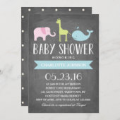 赤ちゃんシャワー動物 | 赤ちゃんシャワー 招待状 (正面/裏面)