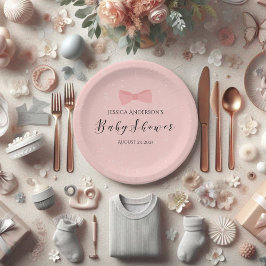 赤ちゃんシャワー単にかわいいピンクの弓 ペーパープレート