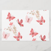 赤ちゃんシャワー単語スクランブルゲームピンク蝶 チラシ (裏面)