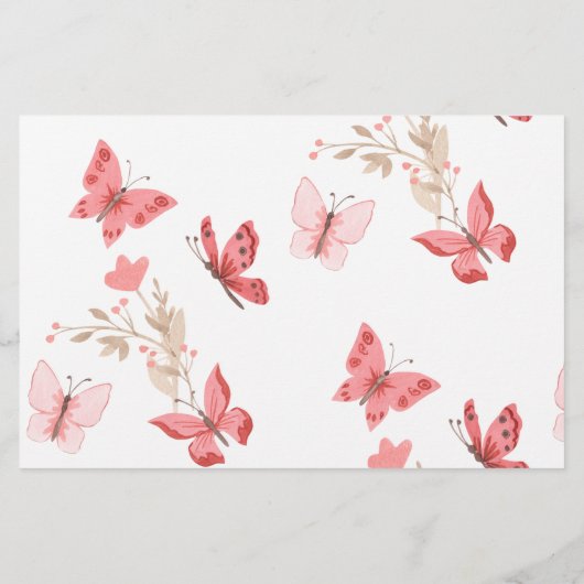 赤ちゃんシャワー単語スクランブルゲームピンク蝶 チラシ (裏面)